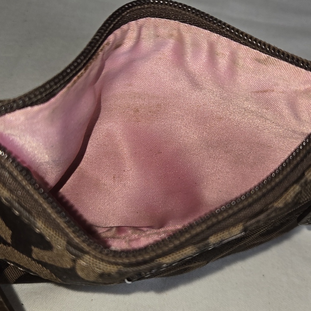Coach Signature Dark Brown Canvas Wristlet Wallet - Picture 7 of 9